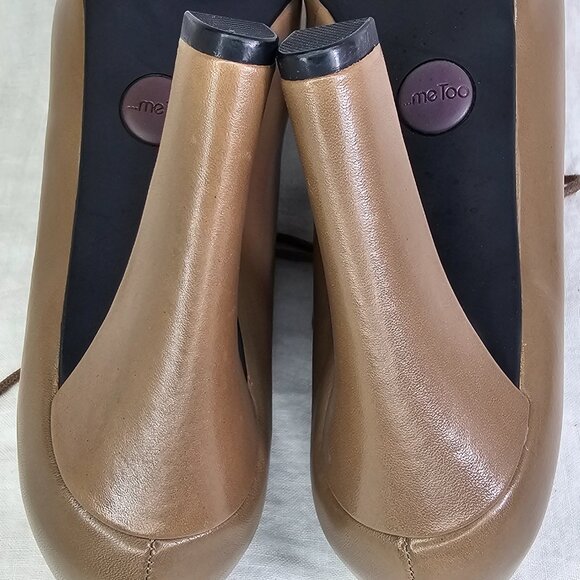 Me Too Lynessa Genuine Leather Chunky Platform Oxford Bootie Pumps 8 Taupe - Picture 7 of 12